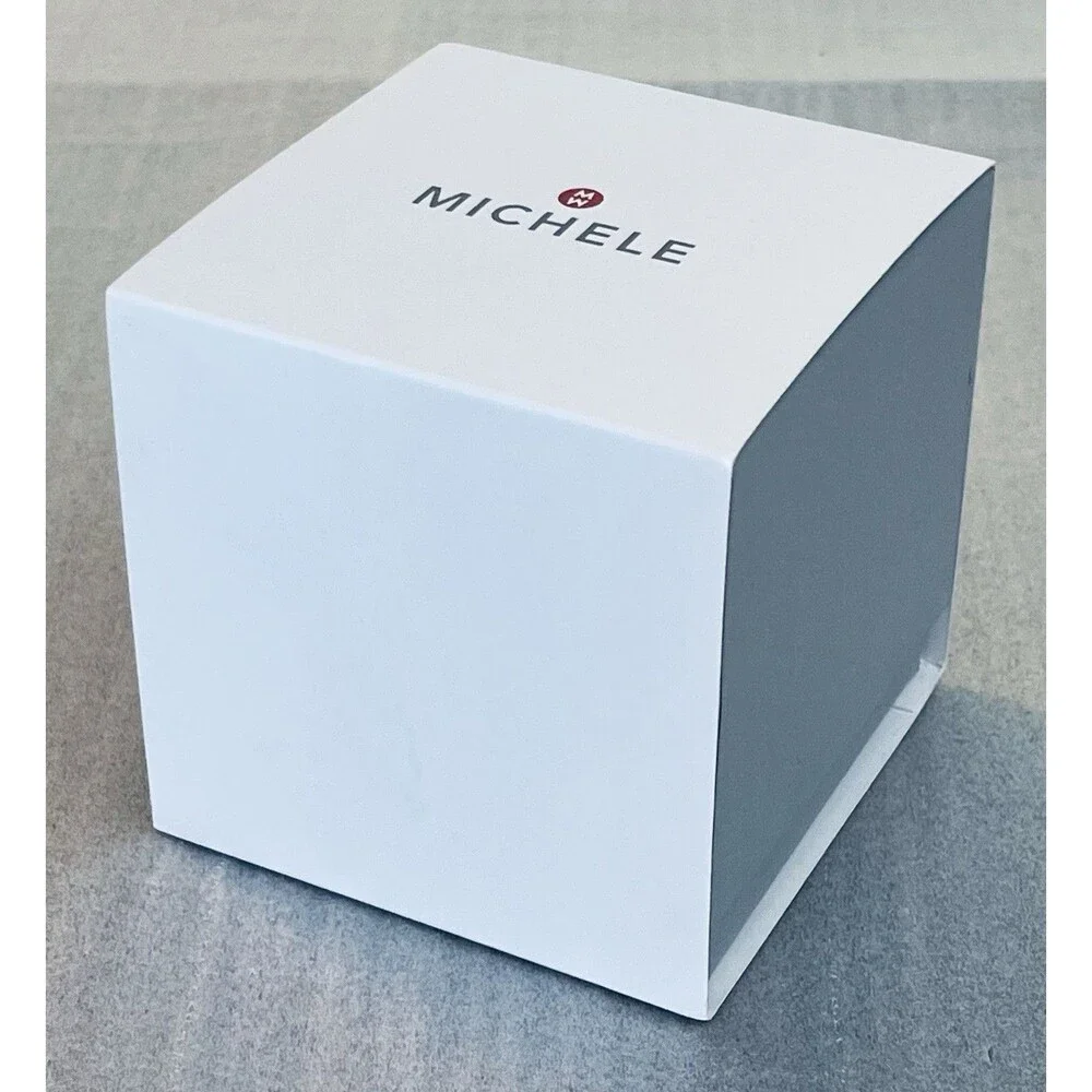Michele Cape Topaz Watch MWW27A000012 Silver Dial Black Silicone Band Box Paper